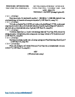 Đề và đáp án thi học sinh giỏi cấp trường Địa lí lớp 8 - Năm học 2007-2008